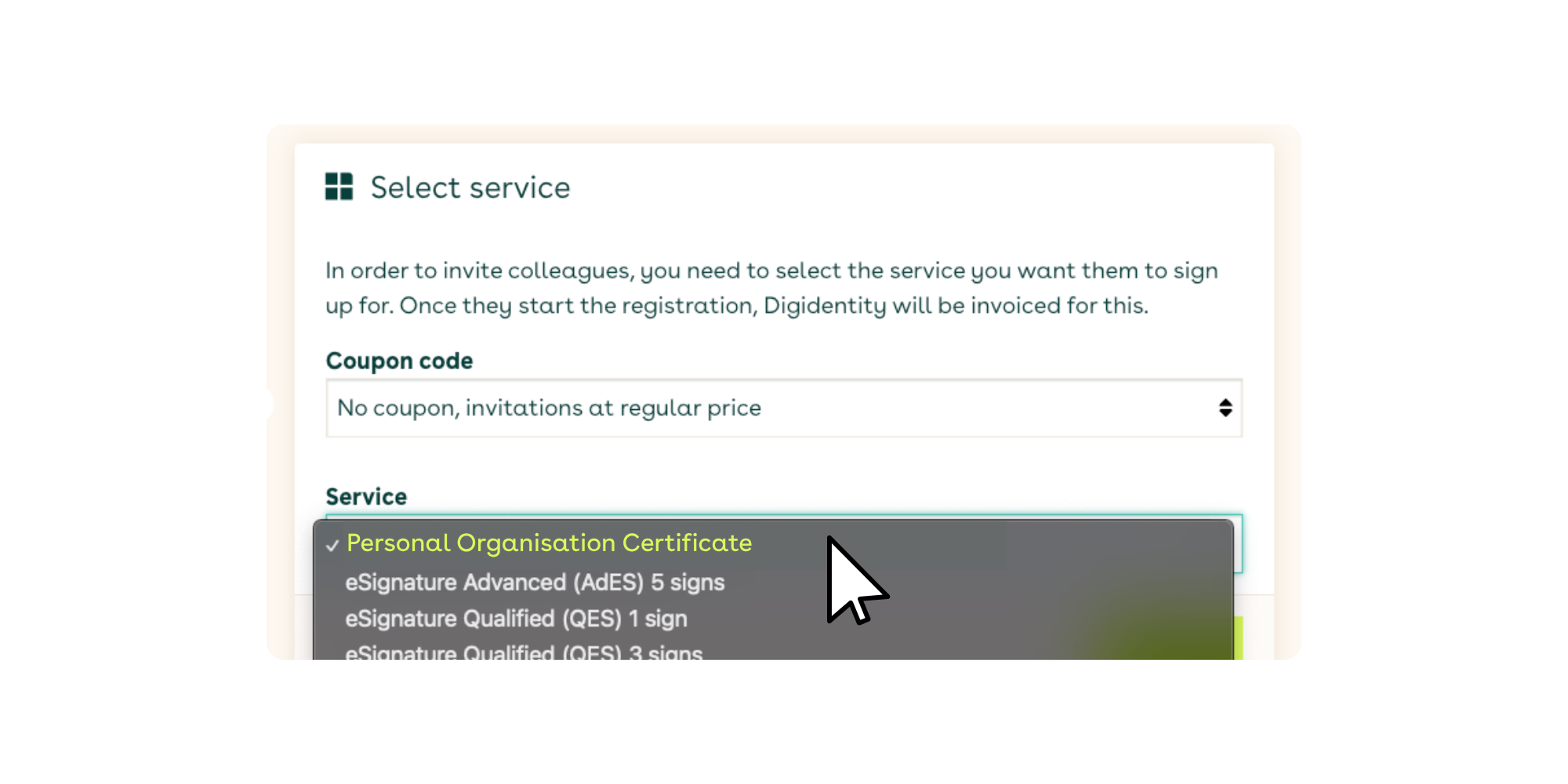 Select personal org cert.png