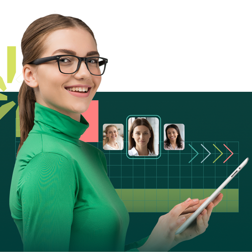 Woman with glasses and tablet