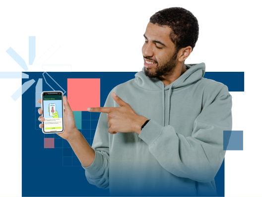 Man pointing to phone